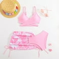 thumbnail image 2 of Conairie 3 Piece Girl Bikini Sets Color Block Sleeveless Tankini Top And Bottom Bathing Suit Outfit Comfortable Swimsuit Beach Swimwear Summer Pink2, 2 of 7