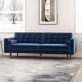thumbnail image 4 of Kearney Mid Century Modern Furniture Style Navy Blue Velvet Living Room Couch, 4 of 6