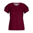 thumbnail image 5 of Giftesty Womens Plus Size Fashion Women Casual Petal Sleeve Short Sleeve V-Neck Solid Tops Blouse, 5 of 6