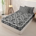 thumbnail image 2 of jejeloiu Modern Damask Zipper Full Size Comforter Sets with Fitted Sheet and 2 Pillowcases For Men Women,Classic Pattern Zipper Bedding Set,Black Gray,Black Reversible,4 Pieces, 2 of 7