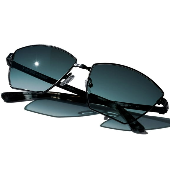 Trendy Luxury Fashion Eyewear Made in Japan, Unisex Black Titanium Sunglasses, Metal Glasses