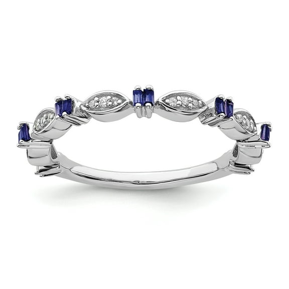 Stackable Expressions Sterling Silver Lab Created Sapphire Diamond Ring