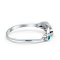 thumbnail image 3 of Three Stone Petite Dainty Fashion Turquoise Ring Band 925 Sterling Silver Size 6, 3 of 5