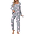 thumbnail image 5 of Tnhcen Women's Fashionable Printed Casual Pajamas Set Long Sleeve Round Neck Pants Nightwear With Pockets Home Clothes Set S-2XL, 5 of 8