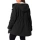 thumbnail image 3 of Abrigo de mujer plus size Agnes Orinda, chaqueta con capucha forrada de felpa, cintura elástica, con cremallera y botones, de manga larga, parka con bolsillos, 2X negro, 3 of 6