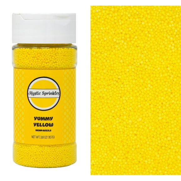 Mystic Sprinkles Yummy Yellow Nonpareils 3.8 Ounce Bottle