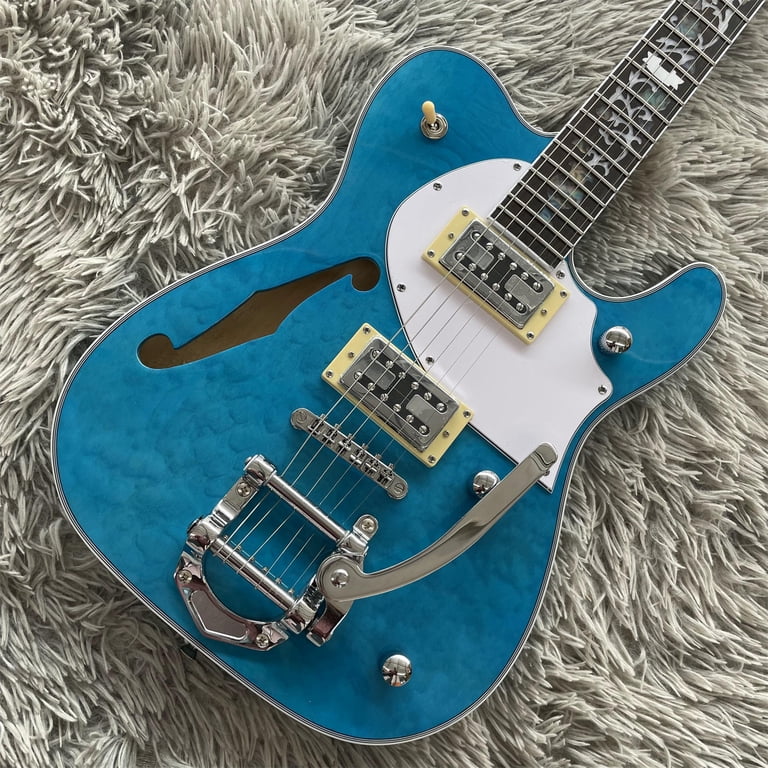 Zuwei Blue Semi-Hollow Body ZW-TL Electric Guitar Custom Shop 22