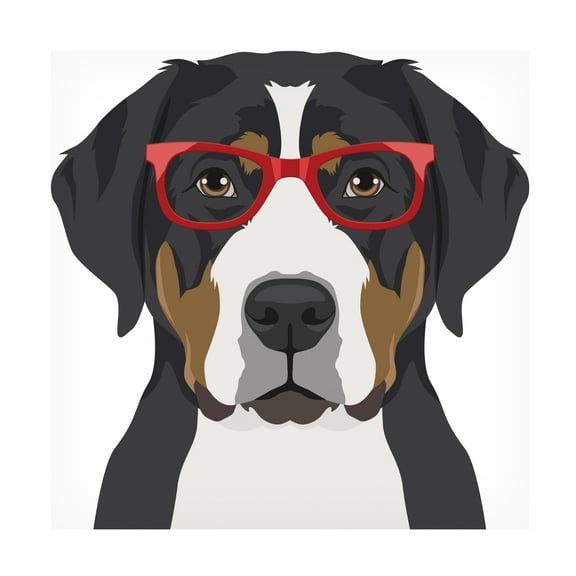 Furbaby Affiliates 'Greater Swiss Mountain Dog Wearing Hipster Glasses' Canvas Art
