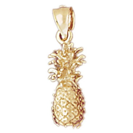 14K Yellow Gold 3D Pineapple Pendant - 20 mm