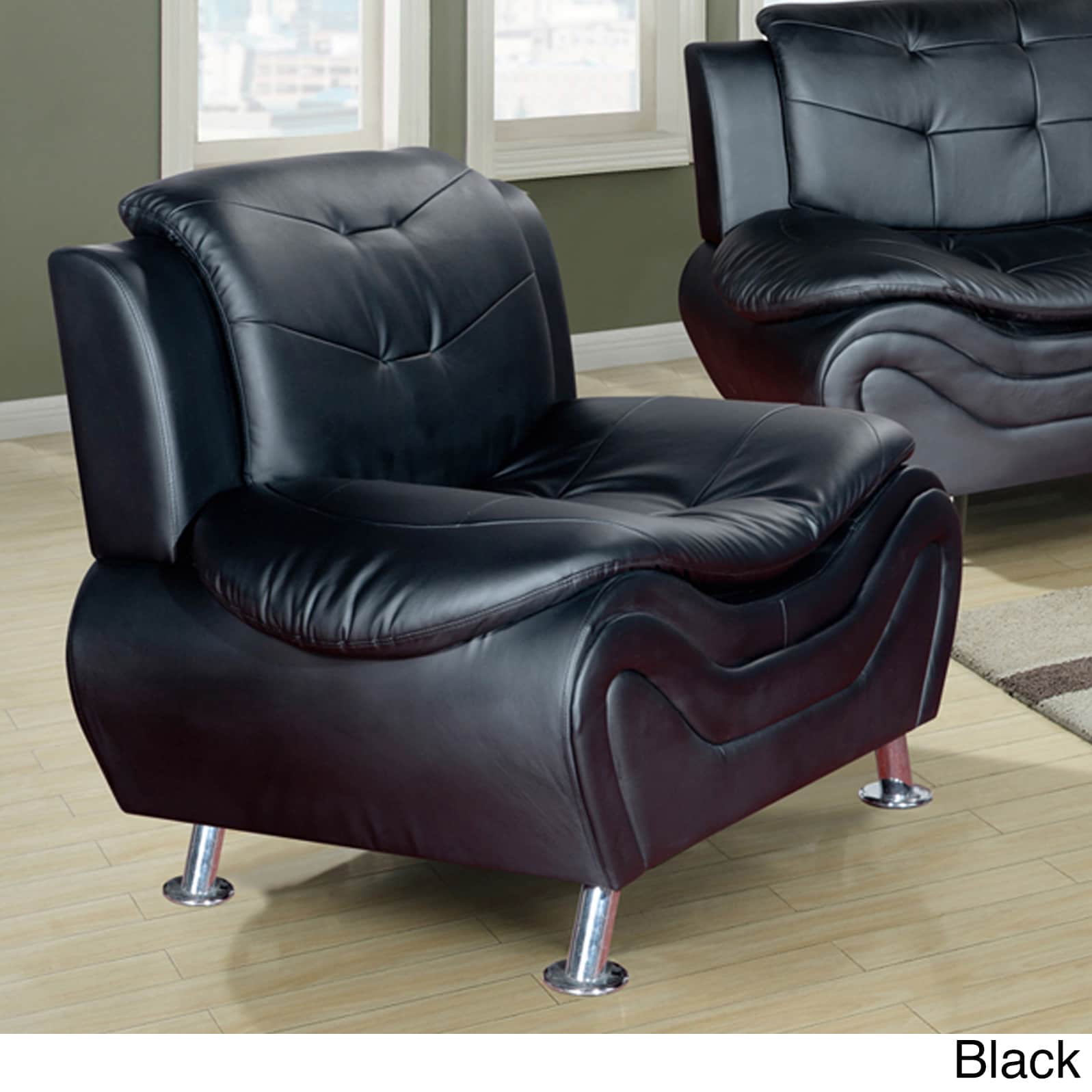 Ellena Black, Red, White Faux Leather, Wood Modern Living