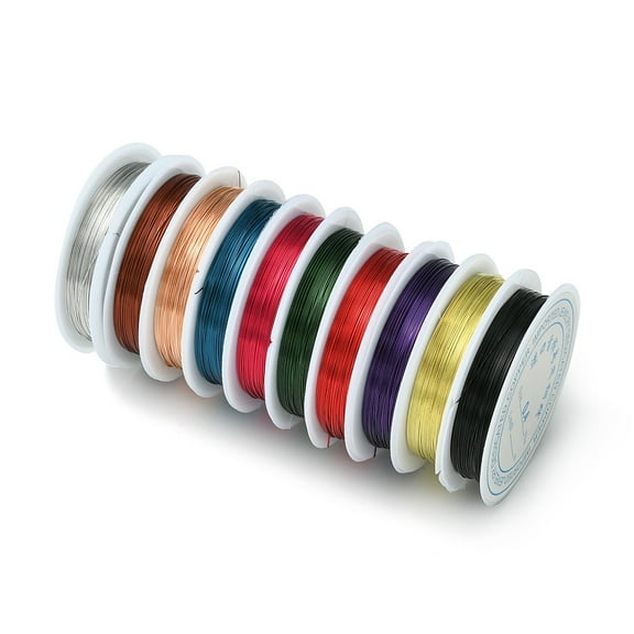 Round Copper Jewelry Wire Mixed Color 26 Gauge 0.4mm about 39.37 Feet(12m)/roll 10 rolls/group