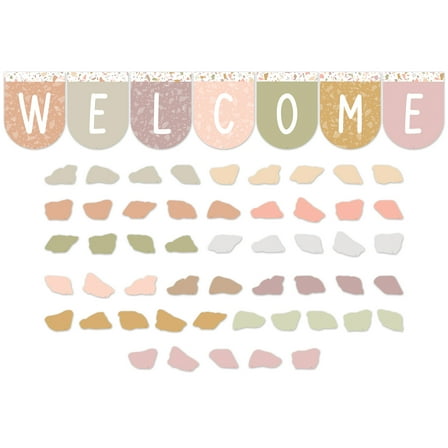 Teacher Created Resources Terrazzo Tones Welcome Bunting Bulletin Board Set, 58 Pieces
