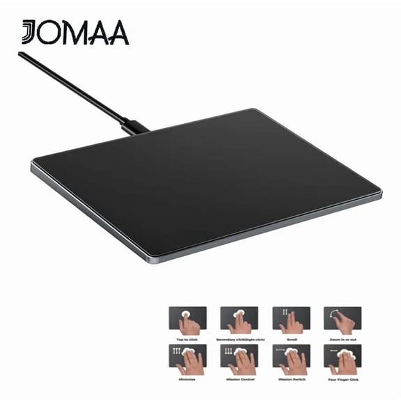 JOMAA Wired USB Trackpad Mouse for Windows 10/11, Large High-Precision Touchpad with Multi-Gesture, Ultra Slim Portable Aluminum for Computer/Desktop/Laptop
