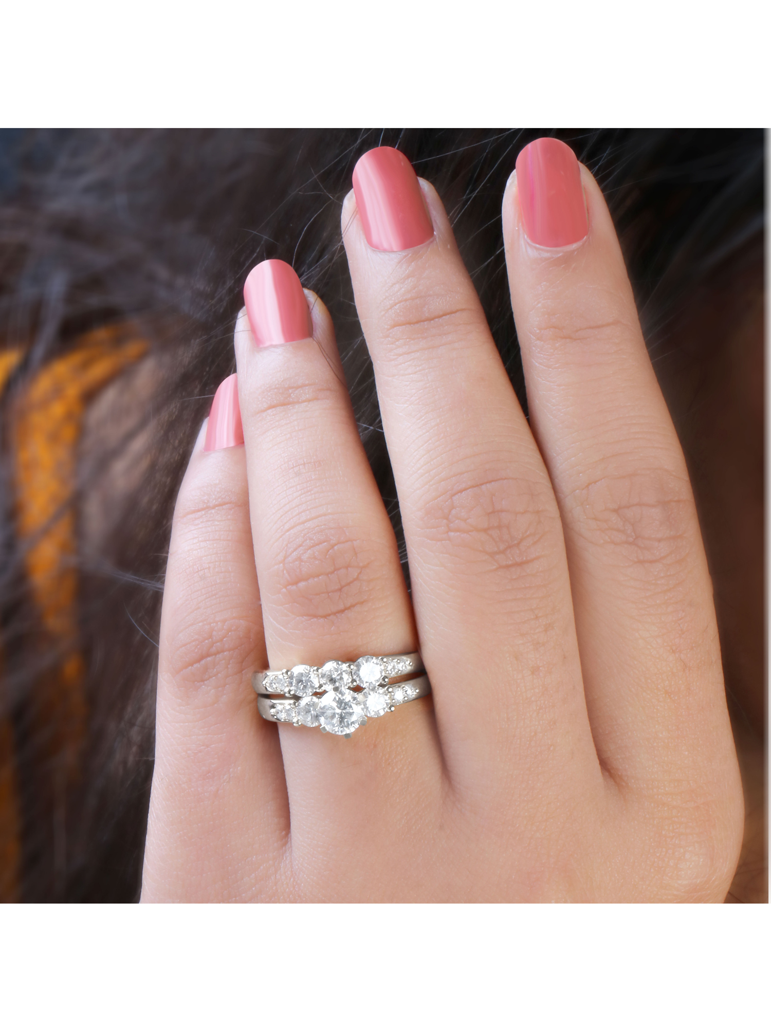 1-3/8 Carat T.W. Diamond Three-Stone 14kt White Gold Engagement Ring Set - image 3 of 8