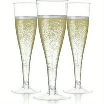 24 Clear Plastic Champagne Flutes - 4.5 oz Capacity Shatterproof Disposable Glasses - Suitable for Weddings, Cocktail Parties, and Outdoor Celebrations