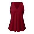thumbnail image 3 of T Shirts For Women Red Womens Tops Fashion V Neck Sleeveless Solid Chiffon Casual Loose Tank Flowy Summer Tops, 3 of 7