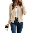thumbnail image 2 of Warop Womens Long Sleeve Knit Cardigan Sweaters Solid Color Zipper Top Casual Dressy Open Front Fall Outfits, 2 of 5
