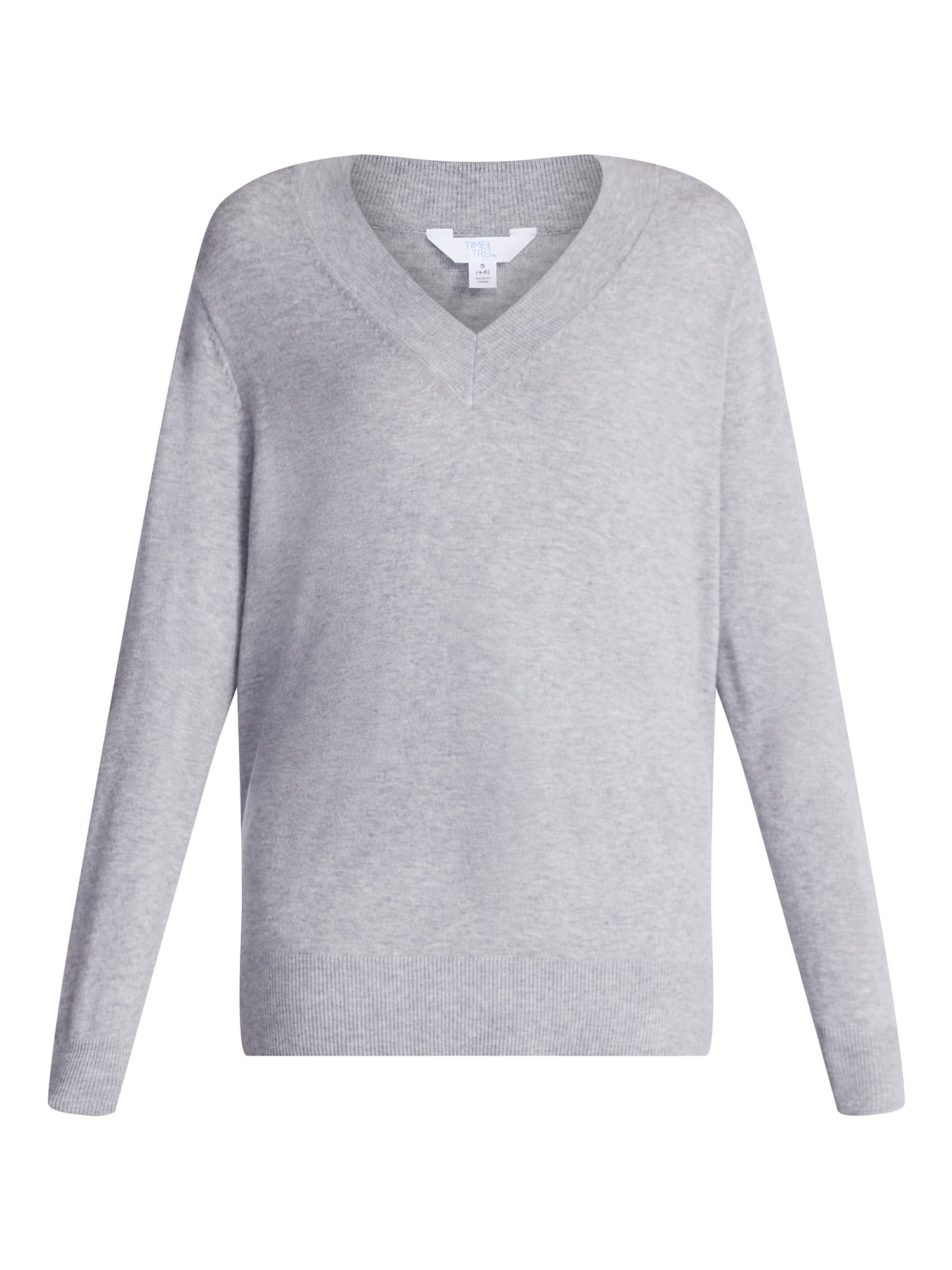 Time and Tru Women’s V-Neck Pullover Sweater, Lightweight, Size XS-XXXL