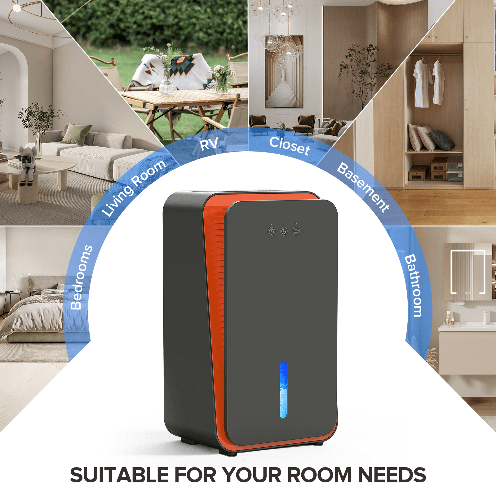 GOOVI Dehumidifier for Home 1000 sq. ft Auto Shut Off Small Dehumidifiers for Basement, Bathroom, Bedroom, with 7 Colors LED Light Built-in Aromatherapy Diffuser