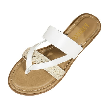 

Slippers For Women Summer Solid Color Slip On Casual Open Toe Flat Soft Bottom Breathable Slippers Shoes Sandals