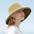 thumbnail image 3 of Women Fisherman Hat Contrast Color  Lightweight Fasten String Anti-UV Lady Cap Headwear, 3 of 10