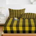 thumbnail image 6 of Queen Size Fitted Sheet Set - Black Yellow Plaid 3 Piece Bedding Sets 16" Deep Pocket Fitted Sheet with 2 Pillowcases, Retro Country Buffalo Check Gingham Brushed Microfiber Hotel Luxury Bed Sheets, 6 of 9