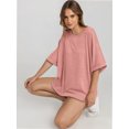 thumbnail image 2 of Oversized T Shirts for Women Short Sleeve Loose Fit Crewneck Summer Tops Casual Basic Rolled Sleeves Tee Shirt, 2 of 6