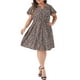 thumbnail image 1 of Vestido Plus Size GRACE & GRANDEUR para Mujeres Boho Floral con Cuello en V con Volantes, Vestido Midi A Linea en Azul Marino 4X, 1 of 1