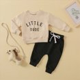 thumbnail image 4 of TOWED22 Baby Boy Fall Clothes Set Long Sleeve Crewneck Sweatshirts Pants Infant Newborn Winter Outfits Size:18-24 M,Color:Beige, 4 of 9