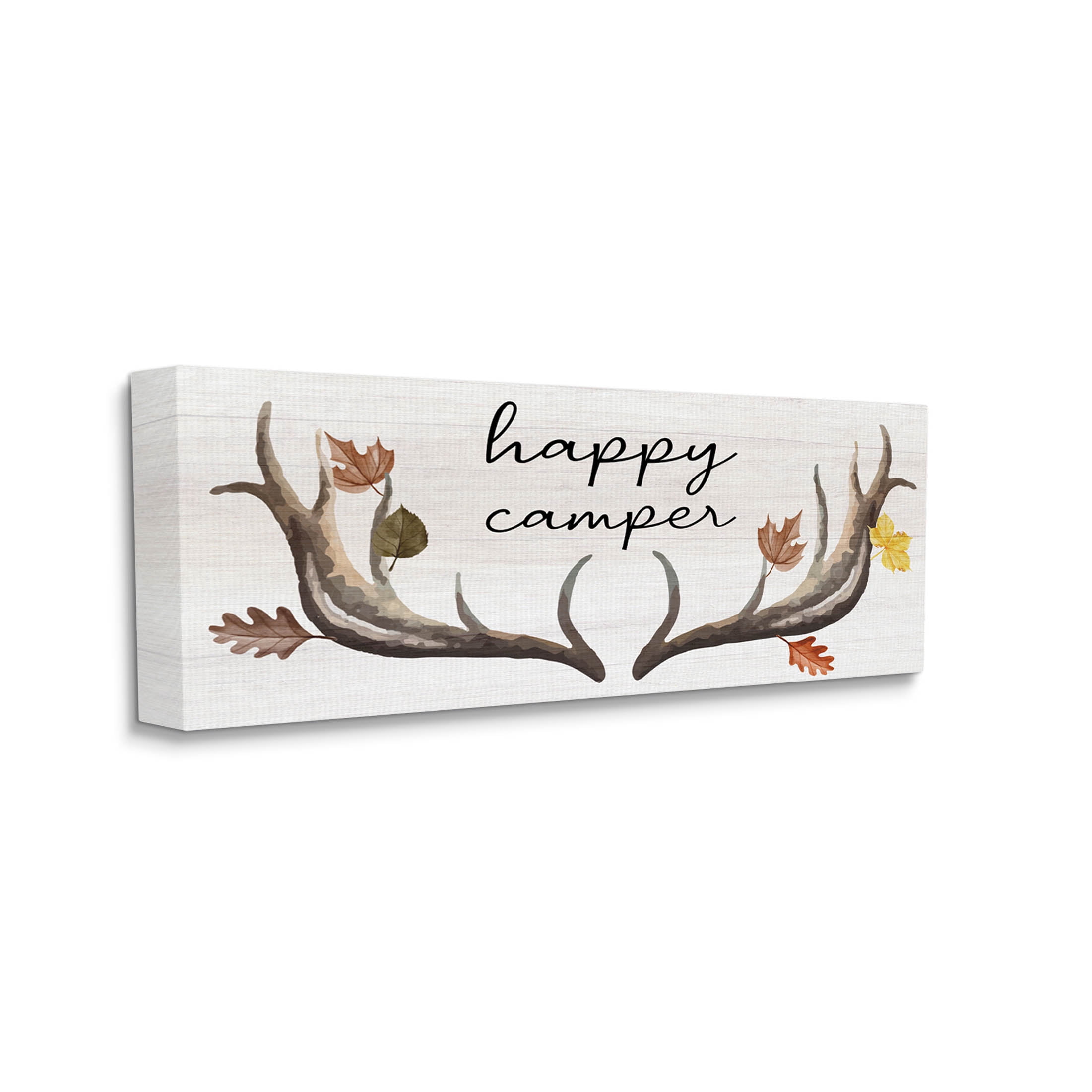 Stupell Industries Happy Camper Autumnal Antlers Graphic Art Gallery Wrapped Canvas Print Wall Art, Design by Lil' Rue