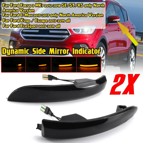 LED Sequential Wing Mirror Turn Signal Light for Ford Focus MK3 SE/ST/RS 2012-2018, Side Marker Wing Mirror Lamp