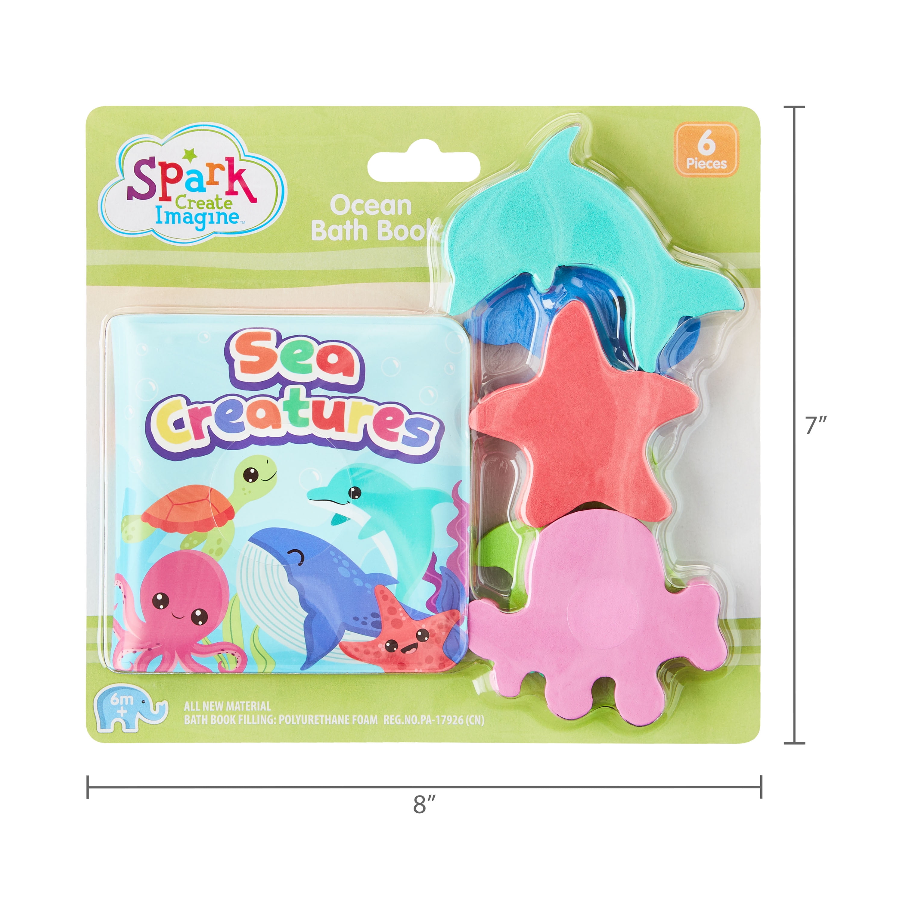 Spark Create Imagine Colorful Sea Creatures Ocean Bath Book Set, 6