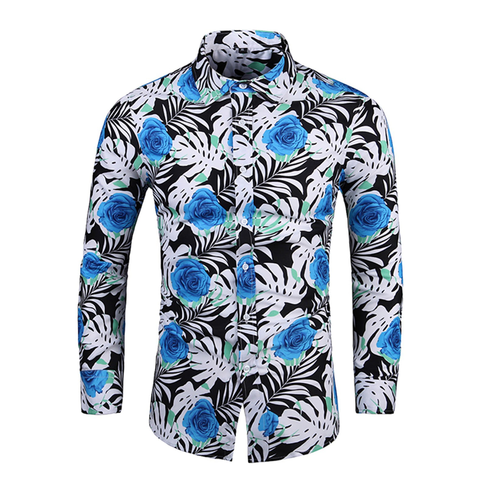 BIZIZA Men's Dress Shirt Long Sleeve Regular-Fit Button Down Floral ...