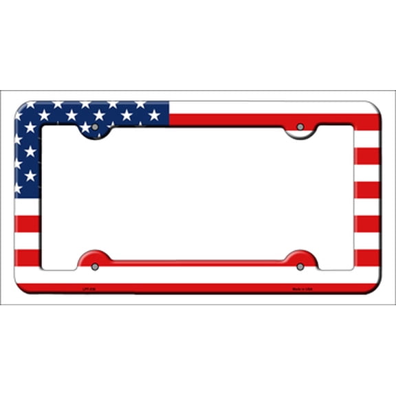 Smart Blonde LPF-036 6 x 12 in. American Flag Novelty Metal License Plate Frame