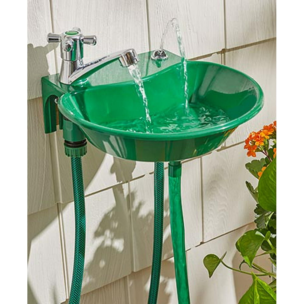Outdoor 2 in 1 Water Fountain Faucet Decor Garden Yard Decoration