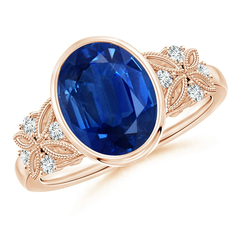 Angara September Birthstone Ring Vintage Style Oval Sapphire Ring