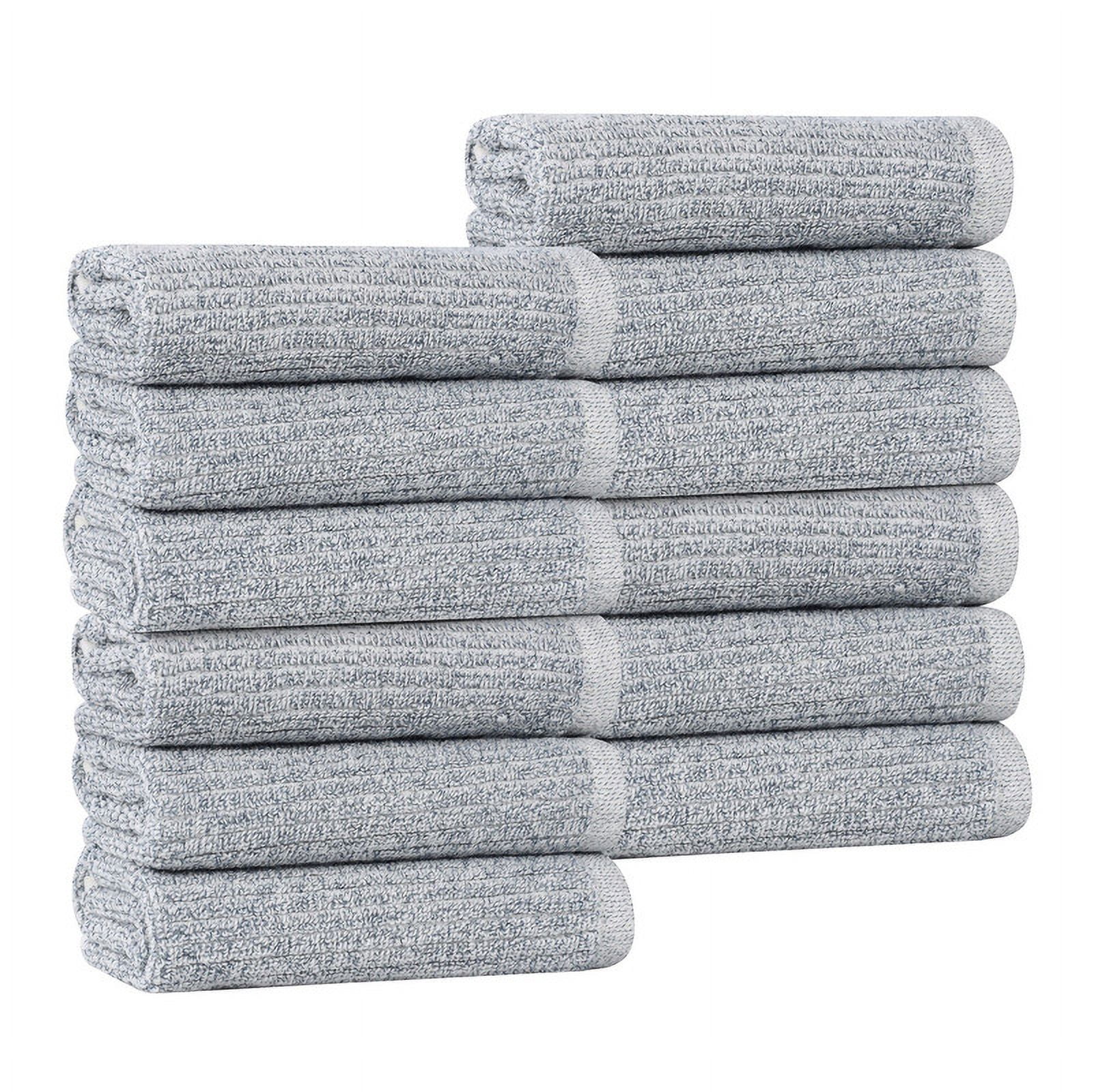 Superior Destin Viscose 12 Piece Cotton Blend Face Towel Set, Medium Weight Soft Towels, Denim Blue