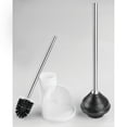 thumbnail image 5 of iDesign Floor Toilet Bowl Brush and Plunger Set for Bathroom, White/Brushed Stainless Steel, 5 of 5