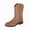 Brown, variant on Men's Embroidered Western Cowboy Mid Calf Boots, Stacked Heel Low Block Heel Casual Outdoor Work Boots