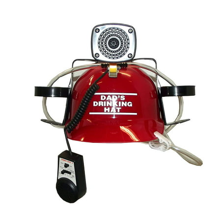 Beer, Cola, Soda Helmet Hard Hat Can Holder w/ Siren and Novelty Decal Sticker (Red, 
