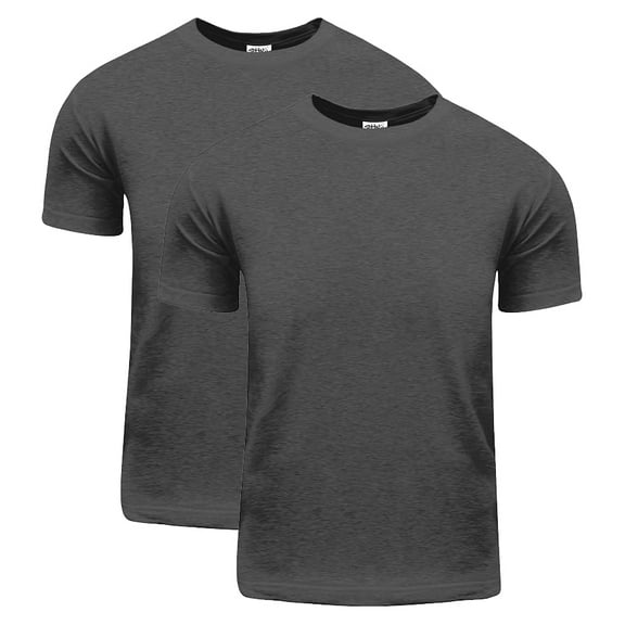 2 Pack Shaka Wear Men's Active Comfort Cotton Short Sleeve Crew Neck T-Shirt - Charcoal Gray - XL