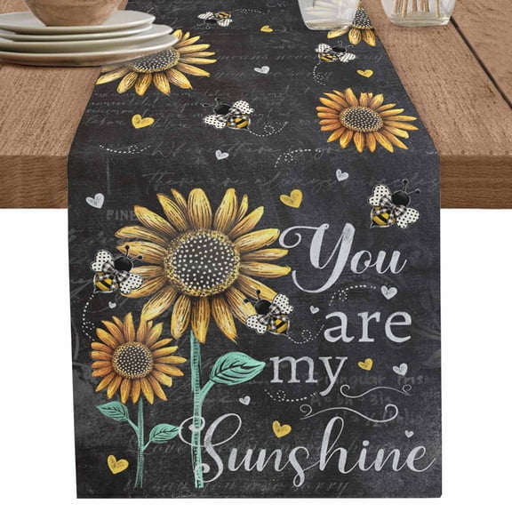 nqOlkjepod Farmhouse Sunflowers Table Runner 108 Inches Long Farmhouse Dress Scarves, Summer Floral My Sunshine Vintage Dining Tablerunner for Coffee Table/Kitchen Island/Party Décor, 13" x 108"