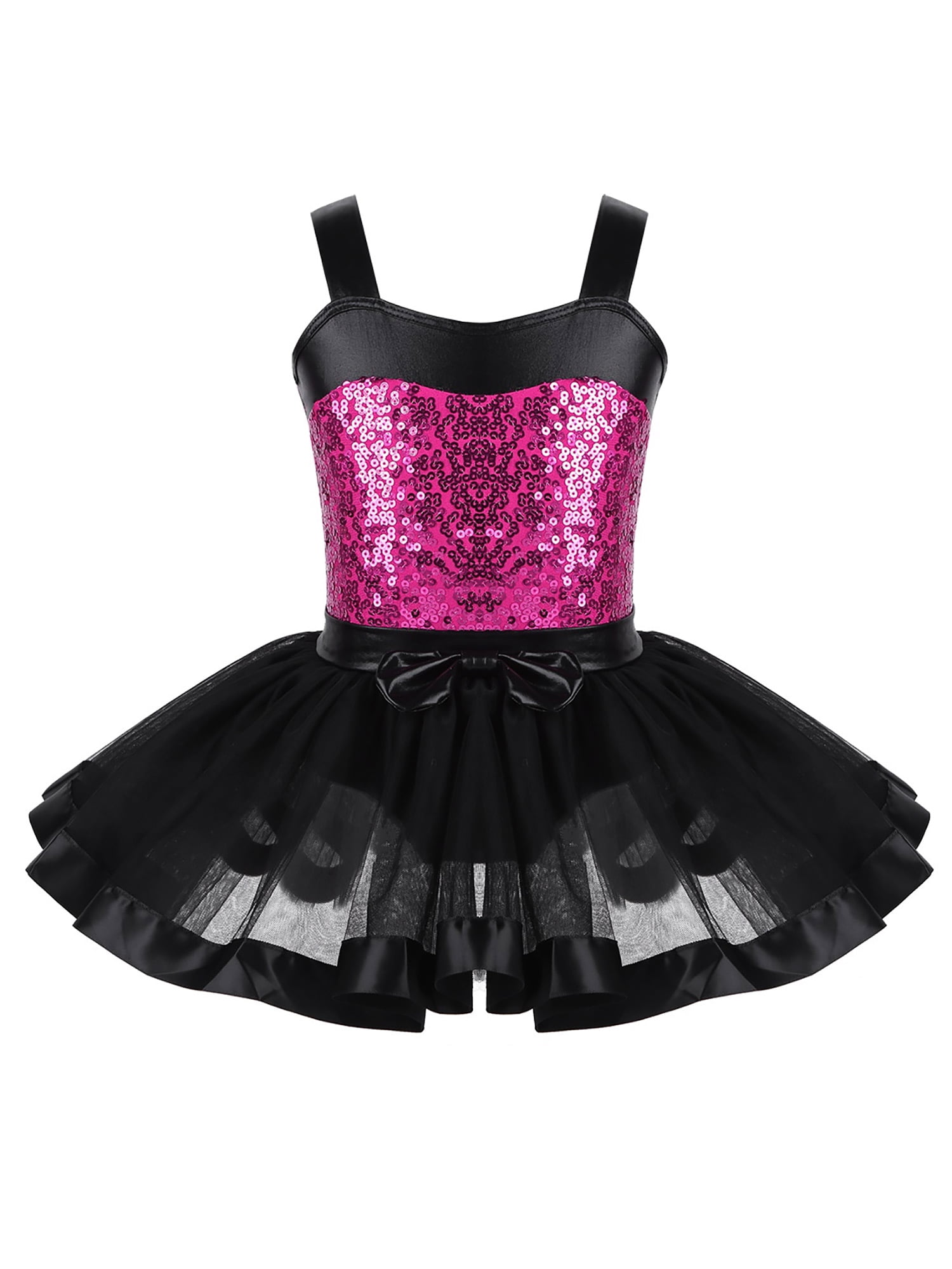 Girls Tutu Skirt Petticoat Dance Sequin Party Latin Jazz Layered Dress Costume 