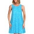 thumbnail image 1 of Balery Sky Blue Glitter Vestidos de verano para mujer con estampado: vestido holgado sin mangas, vestido playero informal y cómodo para días calurosos., 1 of 7