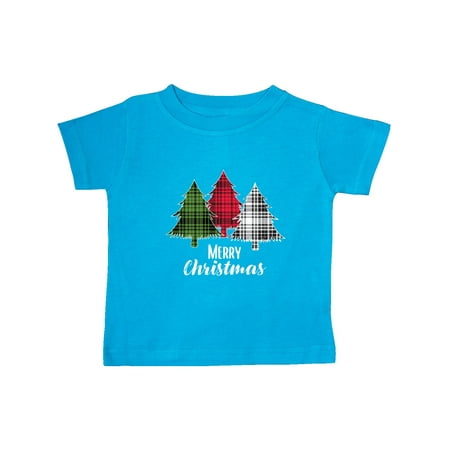 

Inktastic Merry Christmas Plaid Trees Gift Baby Boy or Baby Girl T-Shirt
