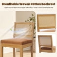 thumbnail image 3 of Bar Stools Set of 2, LEGAHOME 28" Bar Height Bar Stool, Farmhouse Linen Upholstered Bar Stool with Cane Back, Wood Bar Chairs for Kitchen Island Dining Room, Suitable for 40"-42" Table, Tan, 3 of 7