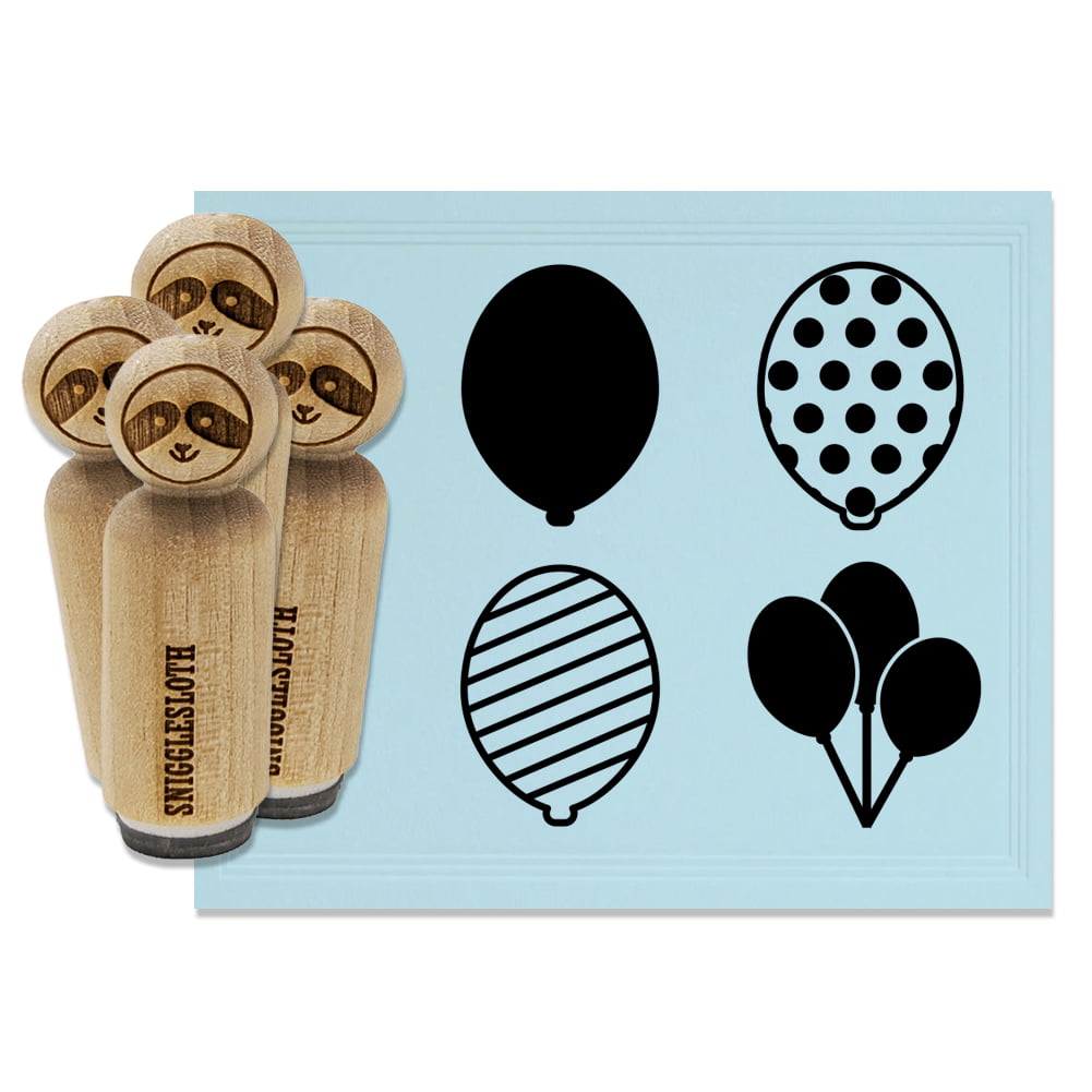 Birthday Party Gift Present Balloon Candles Rubber Stamp Set for Stamping Crafting Planners