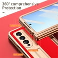 thumbnail image 5 of SaniMore Case for Samusng Galaxy Z Fold 4 6.7" 2022, Leather Skin Platng Frame Hinge Protection Screen Ptotector Hidden Kickstand Pen Slot All-inclusive Heavy Duty Protective Case for Z Fold 4, Red, 5 of 7