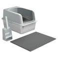 thumbnail image 3 of Esquirla Cat Litter Box Anti Splashing Kitty Litter Pan Portable Bedpan Semi Enclosed light gray, 3 of 8