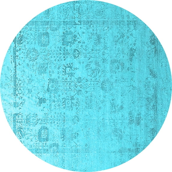 Ahgly Company Indoor Round Oriental Light Blue Industrial Area Rugs, 4' Round